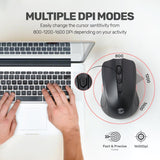 UP M15 Wireless Mouse, Portable USB Optical Wireless Computer Mouse with USB Receiver for Laptop, PC - (Black)
