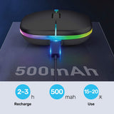 ARIZONE BT8000 Wireless Mouse for PC, Mac, Laptop, 2.4 GHz with USB Mini Receiver + Bluetooth Dual Mode, Optical Tracking Black