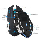 ARIZONE Wireless Gaming Mouse with Dual Mode, Rechargeable Ergonomic Grips, Adjustable DPI Values, 2 Programmable Side Buttons, Breathing Backlit