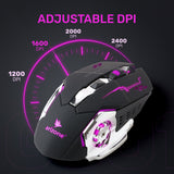 ARIZONE Wireless Gaming Mouse with Dual Mode, Rechargeable Ergonomic Grips, Adjustable DPI Values, 2 Programmable Side Buttons, Breathing Backlit