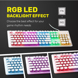 ARIZONE MK 20 Typewriter Style Retro Mechanical Gaming Keyboard Wired with True RGB Backlit, English and Arabic Keyboard, 104-Key Round Keycap